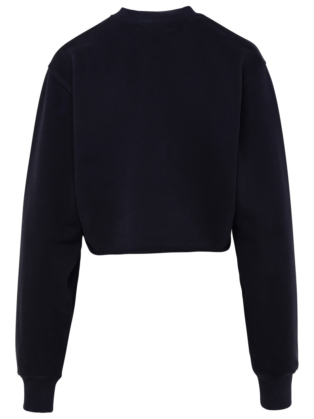 Ambush Distressed Crew Neck Cropped Sweatshirt In Navy