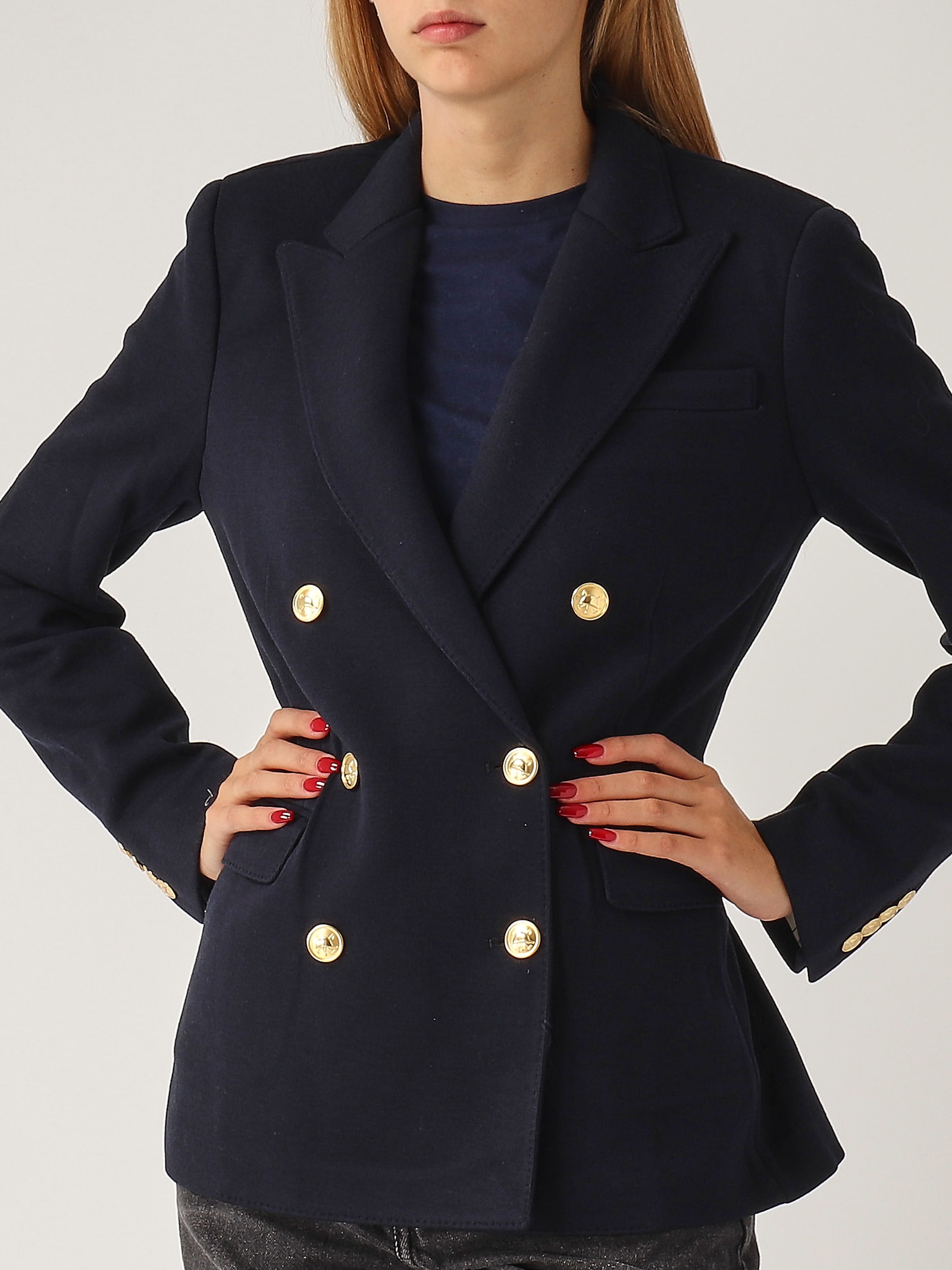 Shop Polo Ralph Lauren Db Knt Blzr Blazer In Navy