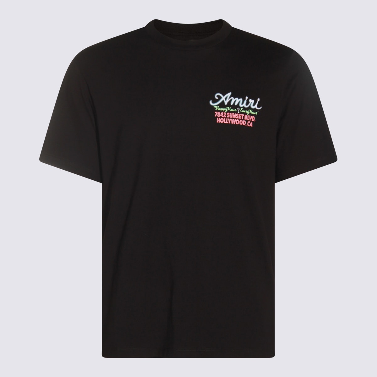Amiri Mens Neon Lights Graphic-print Cotton T-shirt Black Xl In Black