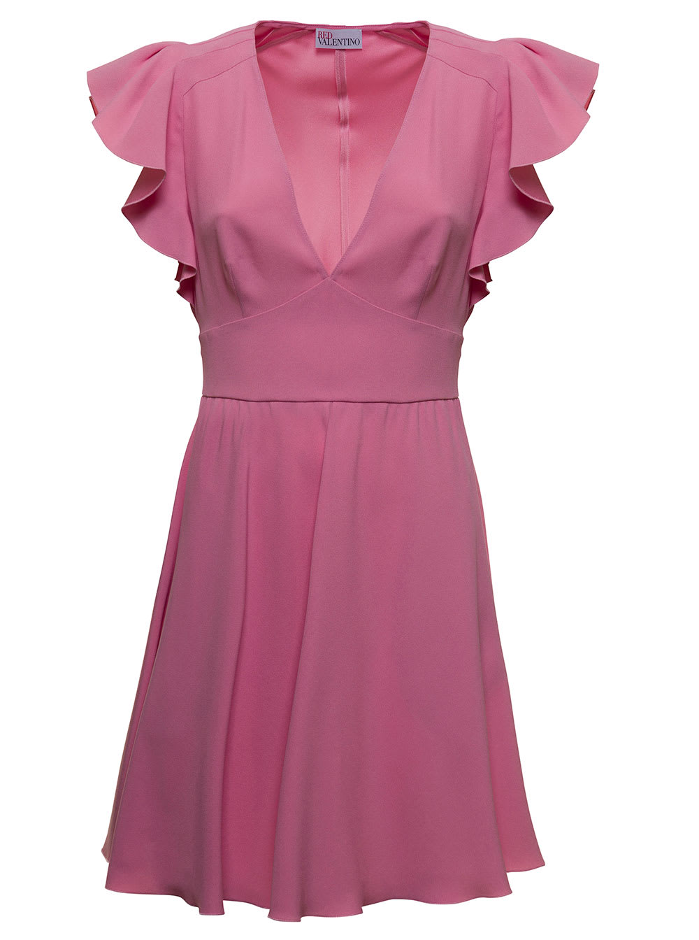RED Valentino Pink Viscose Blend Dress With Ruffles And Bow