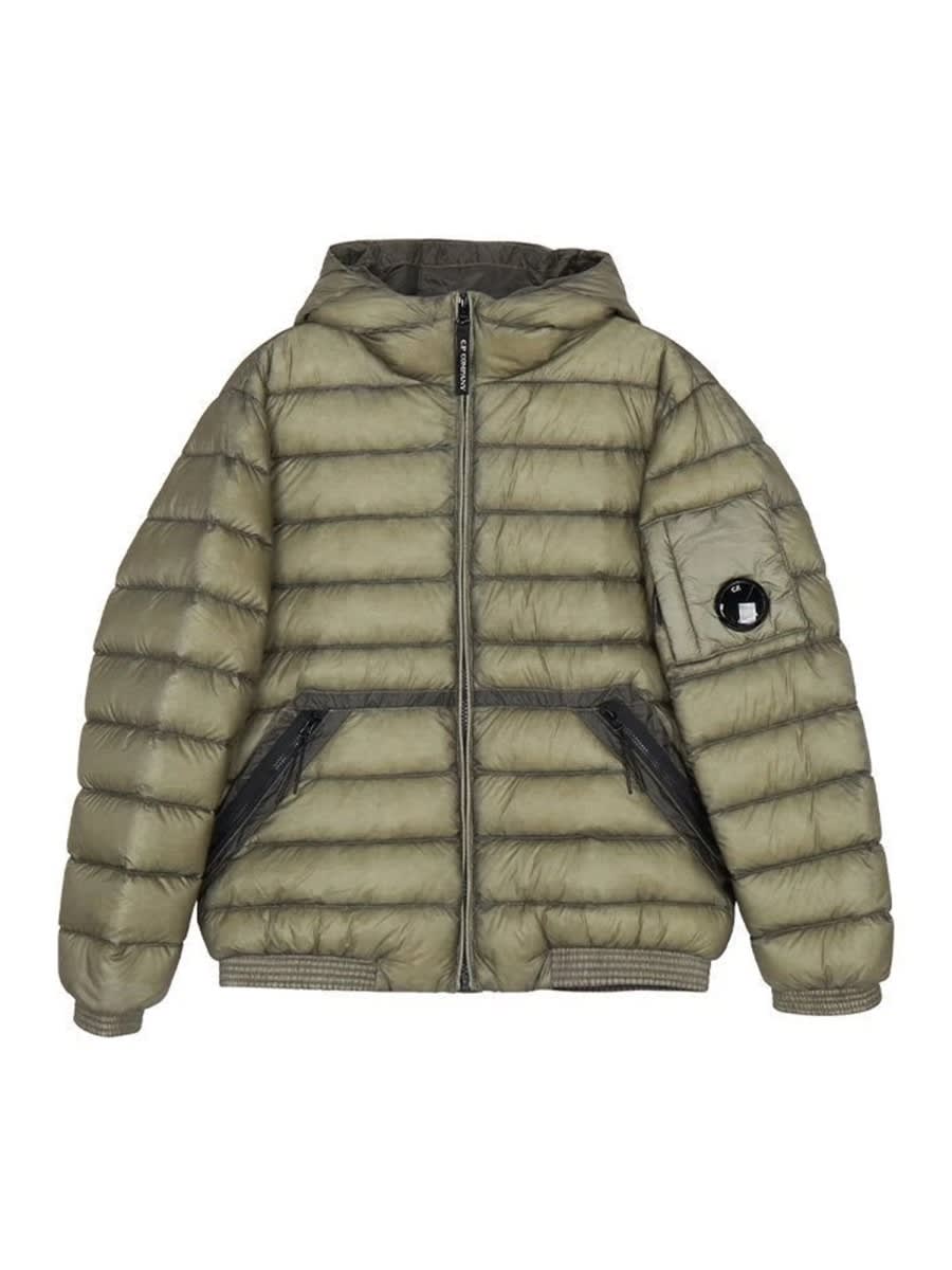 C.p. Company Hooded Quilted Jacket In Green