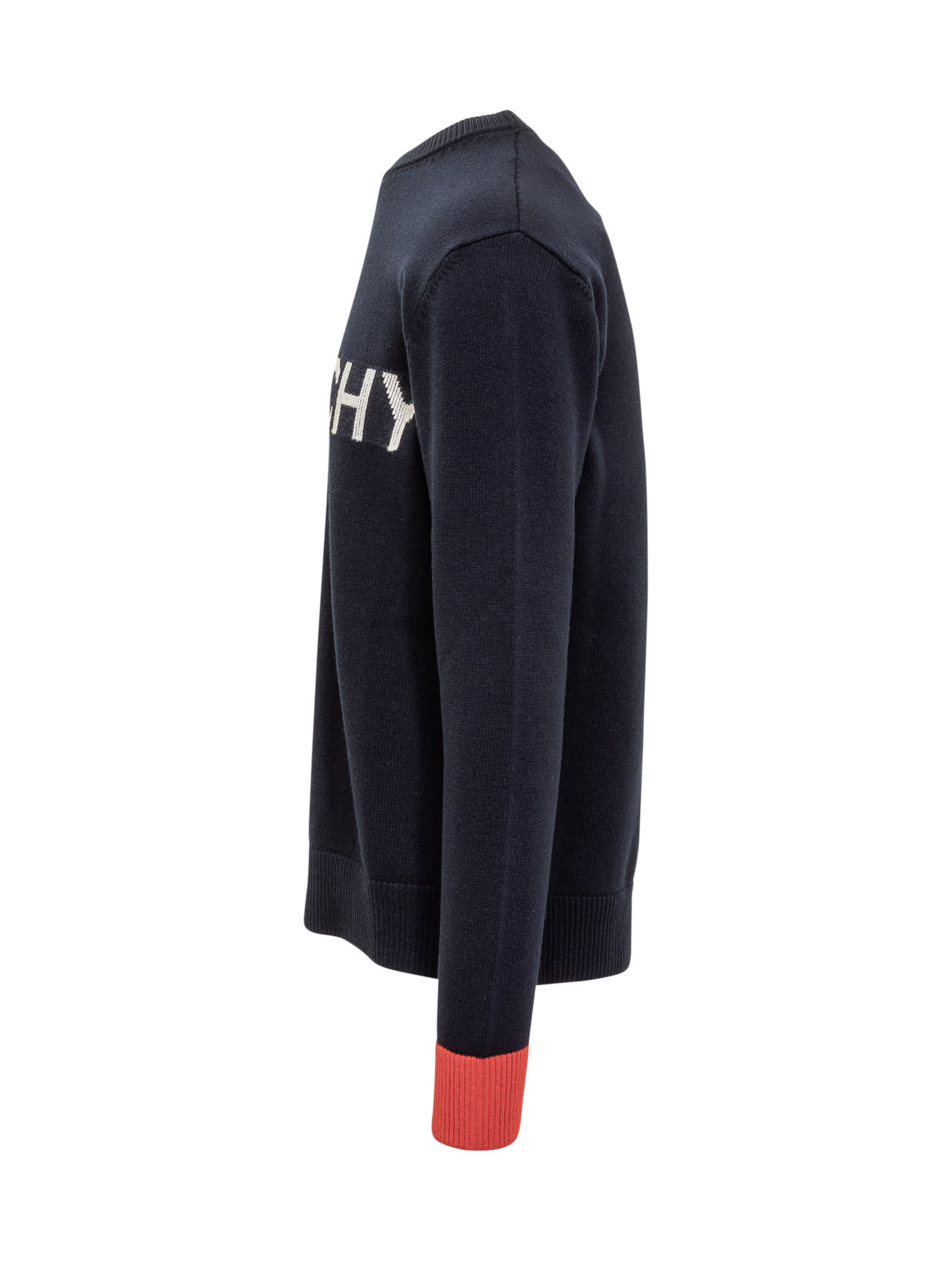 Shop Givenchy Straight Sweater In Navy Red