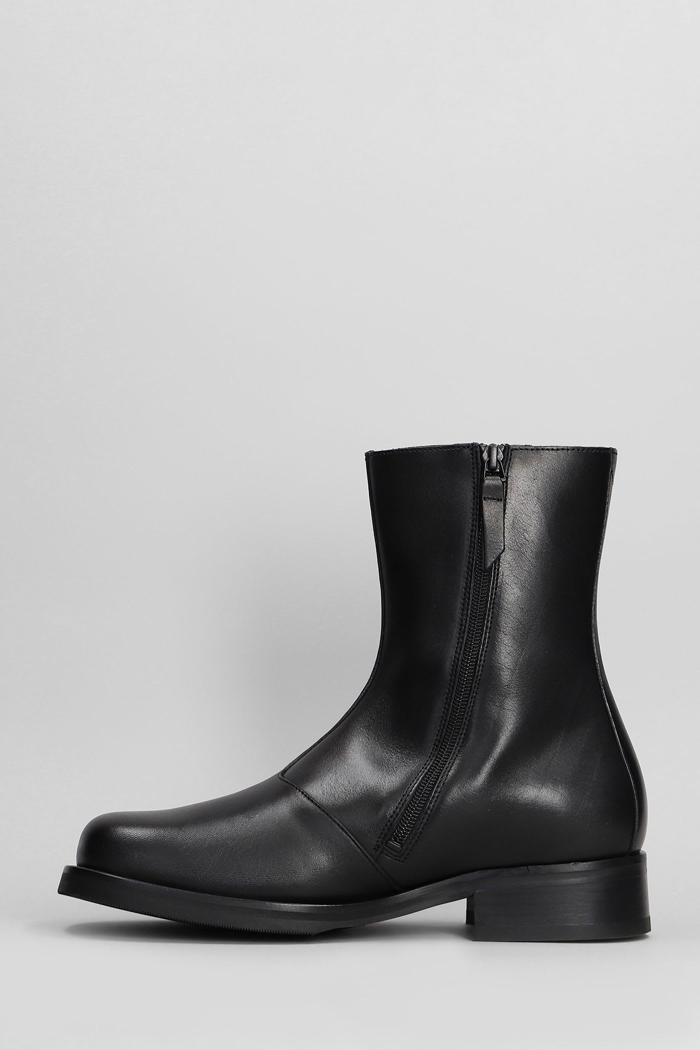 Our Legacy Block Heel Round Toe Smooth Finish Boots In Black