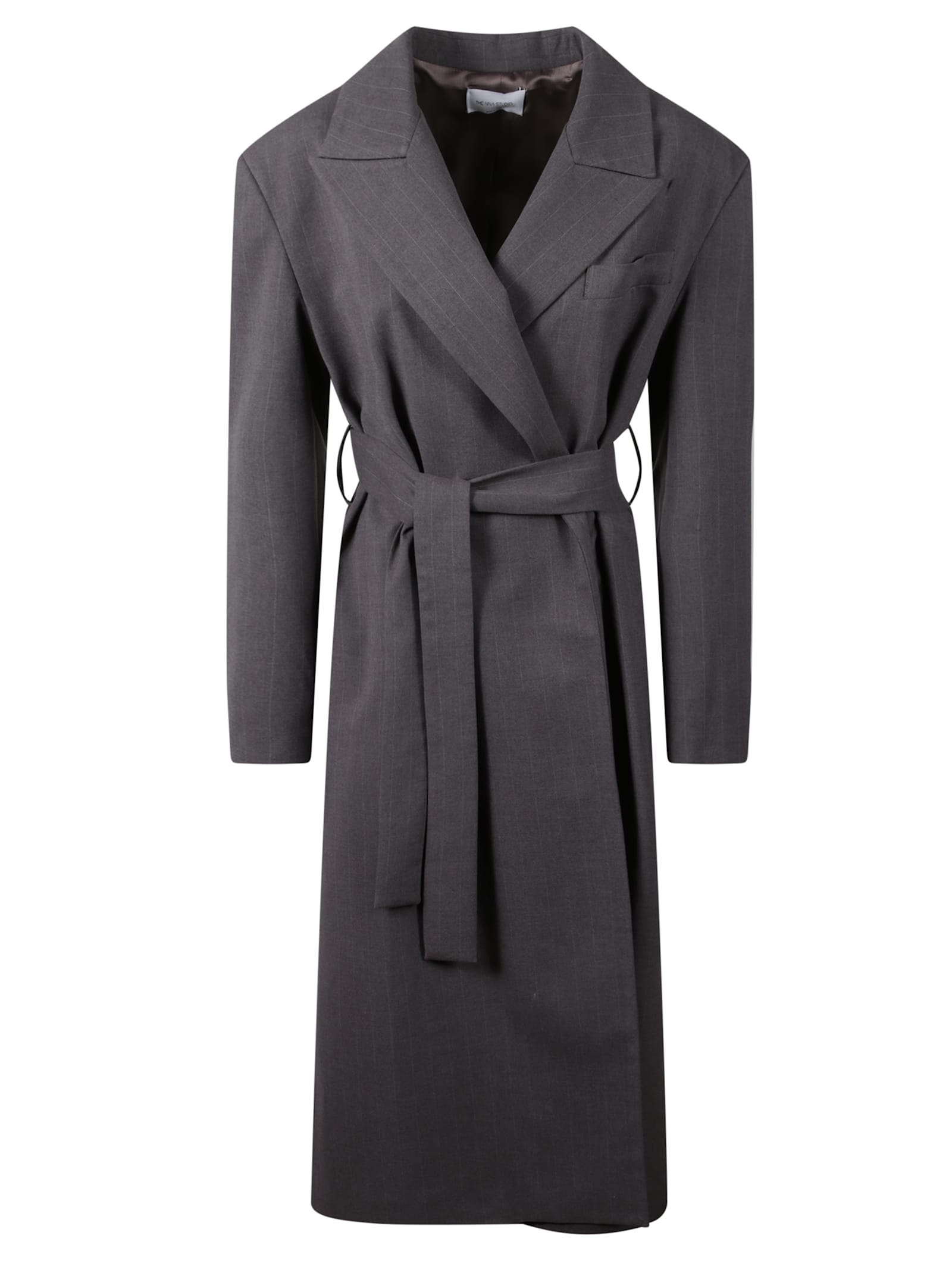 The Nina Studio Coat With Belt In Gray