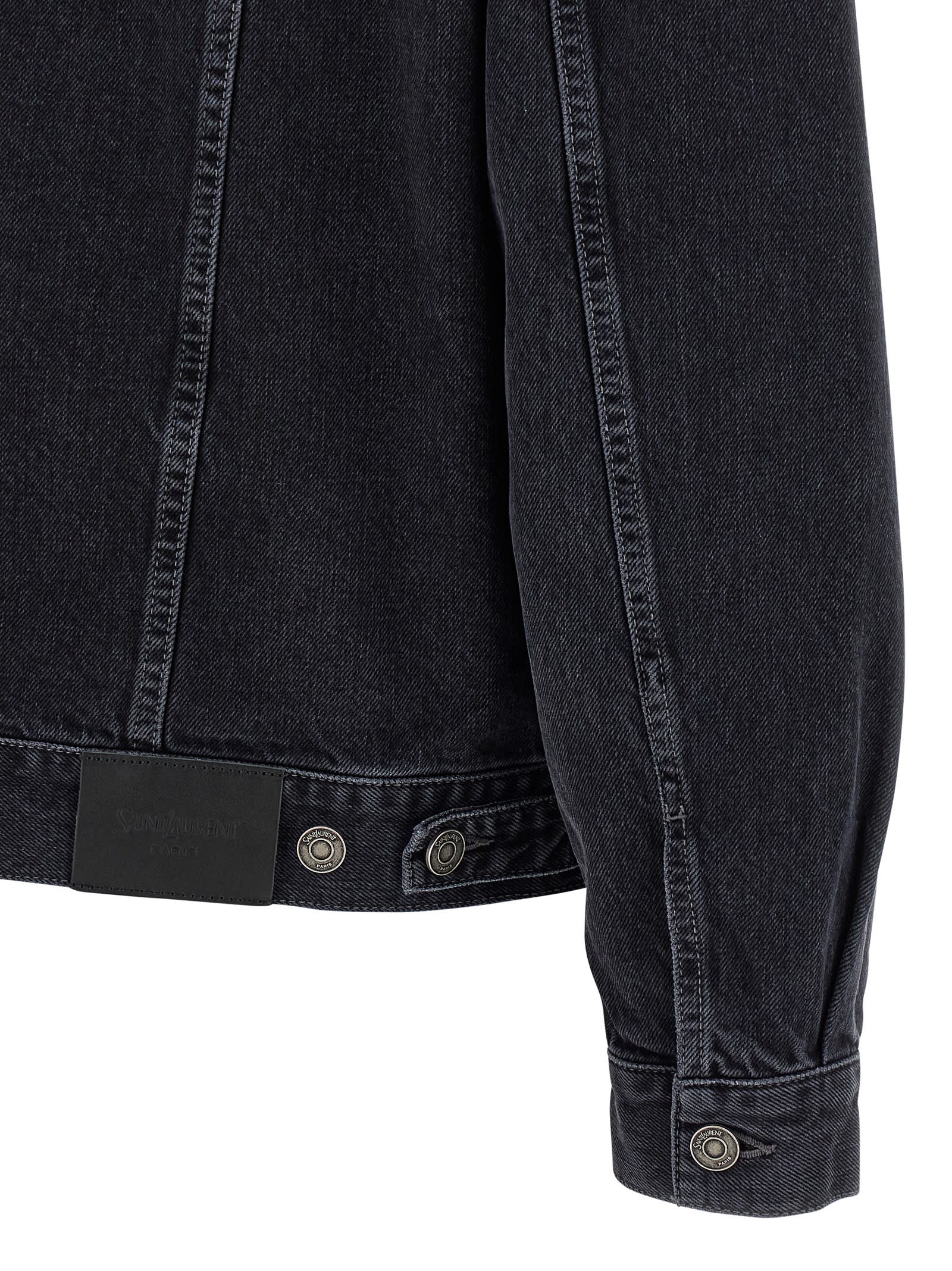 Saint Laurent Trucker Puffer Jackets Black In Black