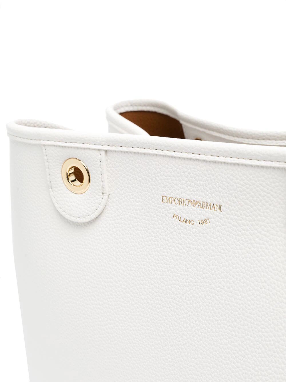 Shop Emporio Armani Shopping Bag In White Suede