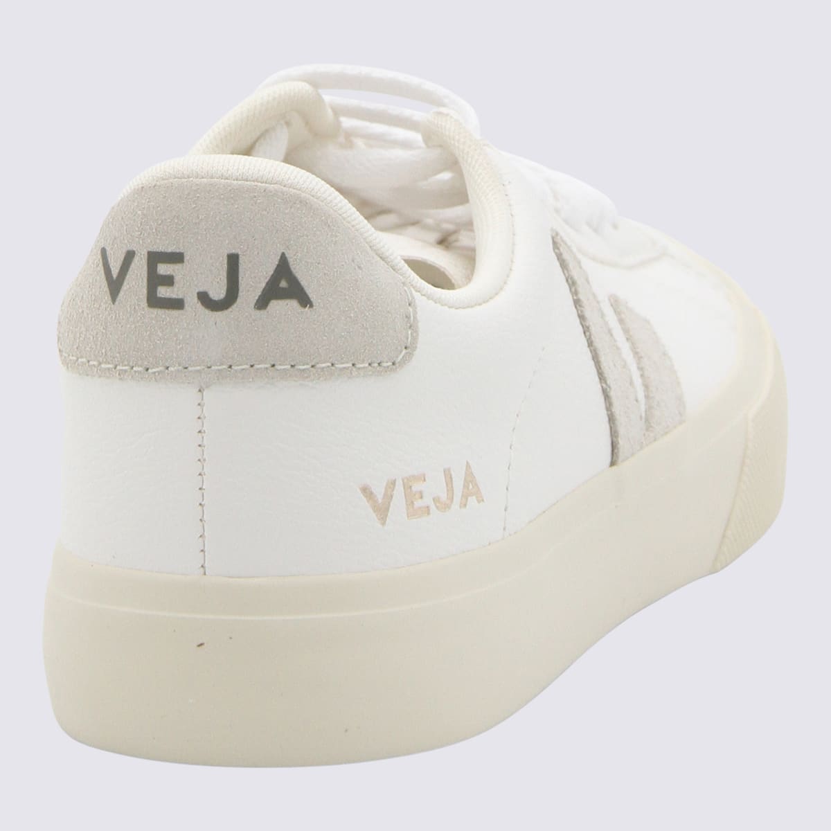 Shop Veja White And Beige Faux Leather Campo Sneakers In Extra-white_natural-suede