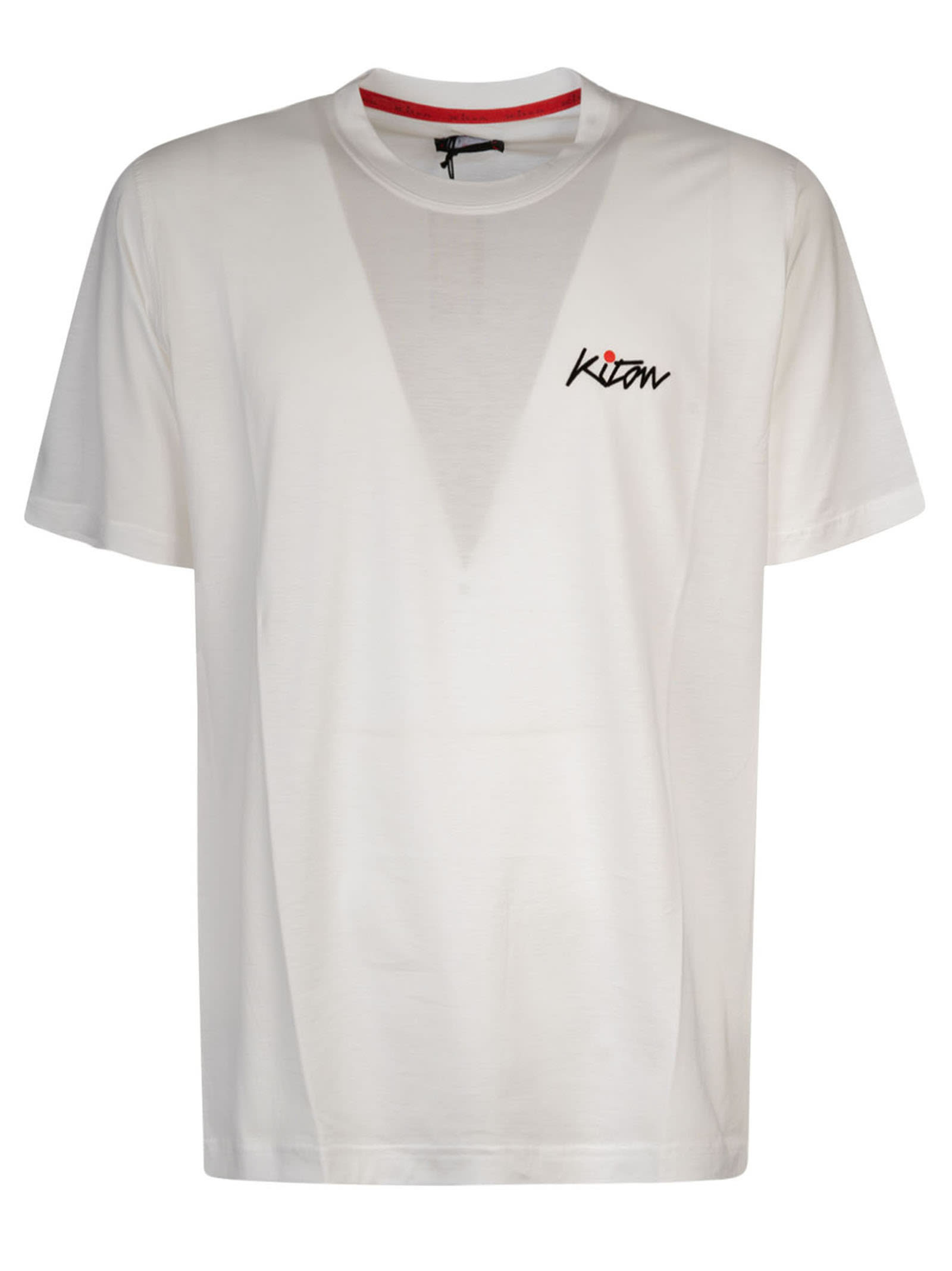 Shop Kiton Chest Logo Regular T-shirt In White