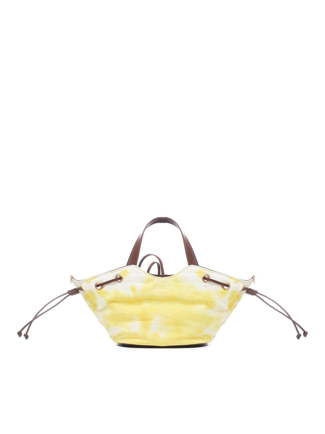 Shop Pinko Tie-dyed Drawstring Tote Bag In Giallo Sole