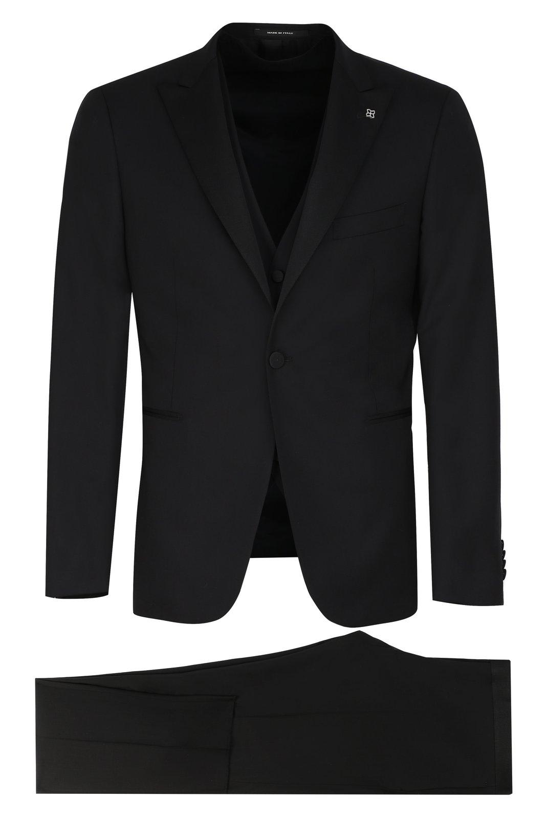 Shop Tagliatore Three-piece Tailored Suit In Black