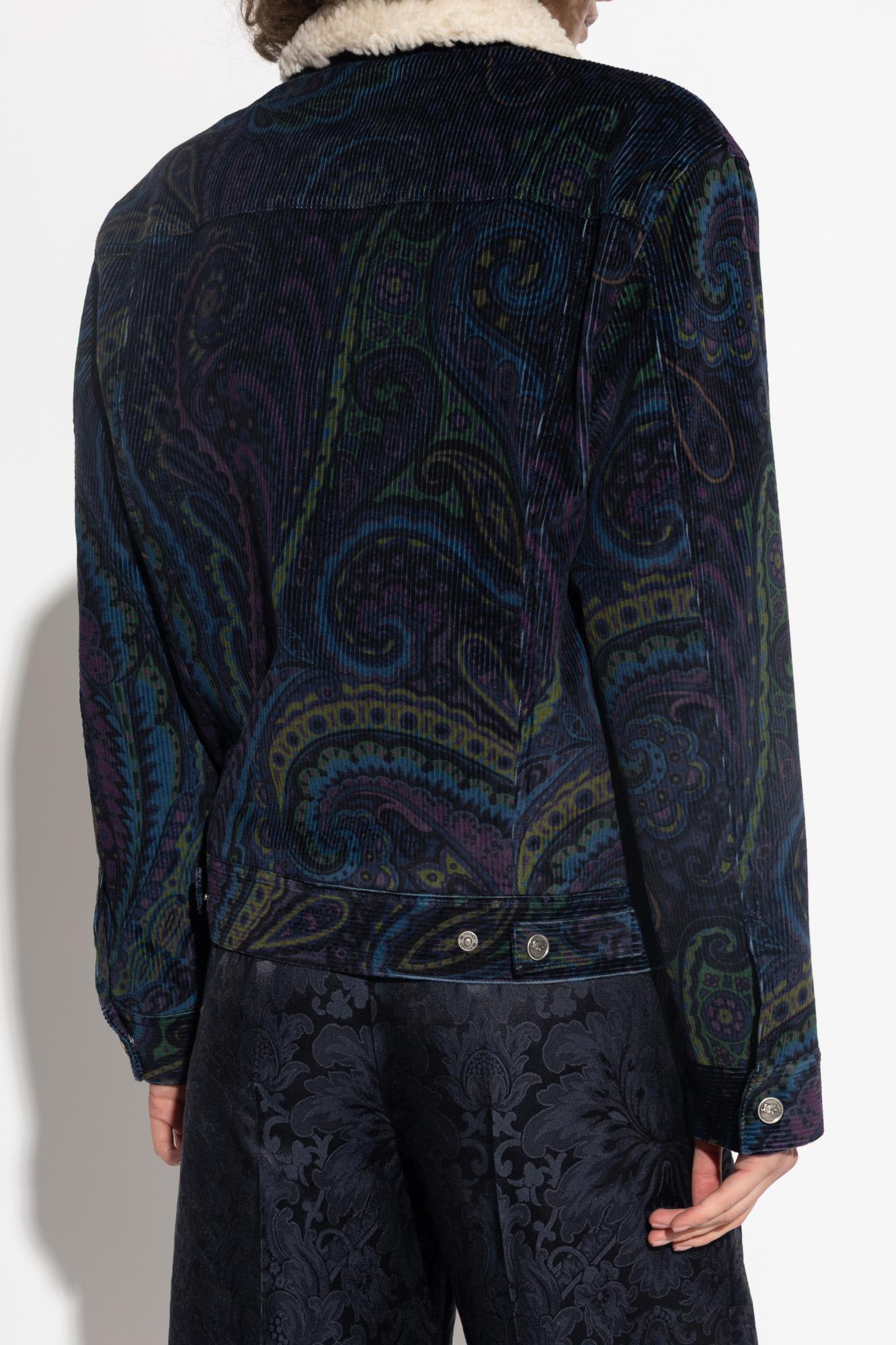 Etro Paisley-print Corduroy Jacket Giubbino In Blue