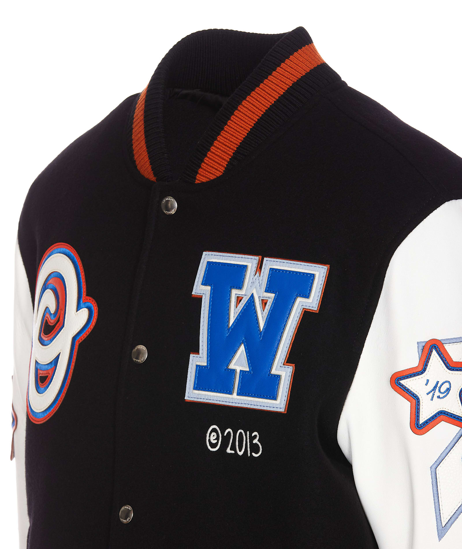 Shop Off-white Varsity Jacket With Wizard Motif In Black