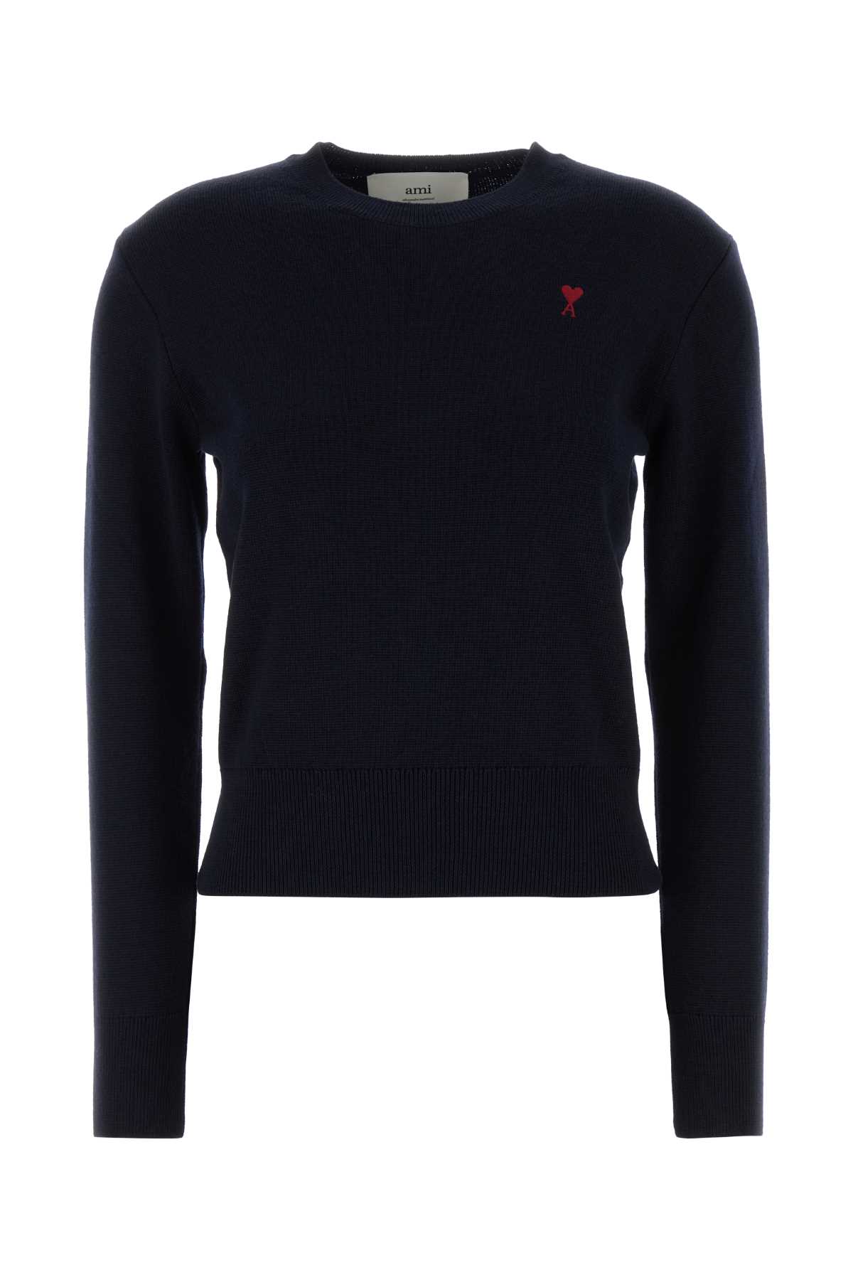Ami Alexandre Mattiussi Midnight Blue Wool Sweater In Black