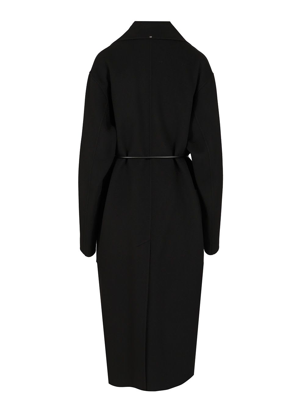 Sportmax Double Wool Dressing Gown Coat In Black