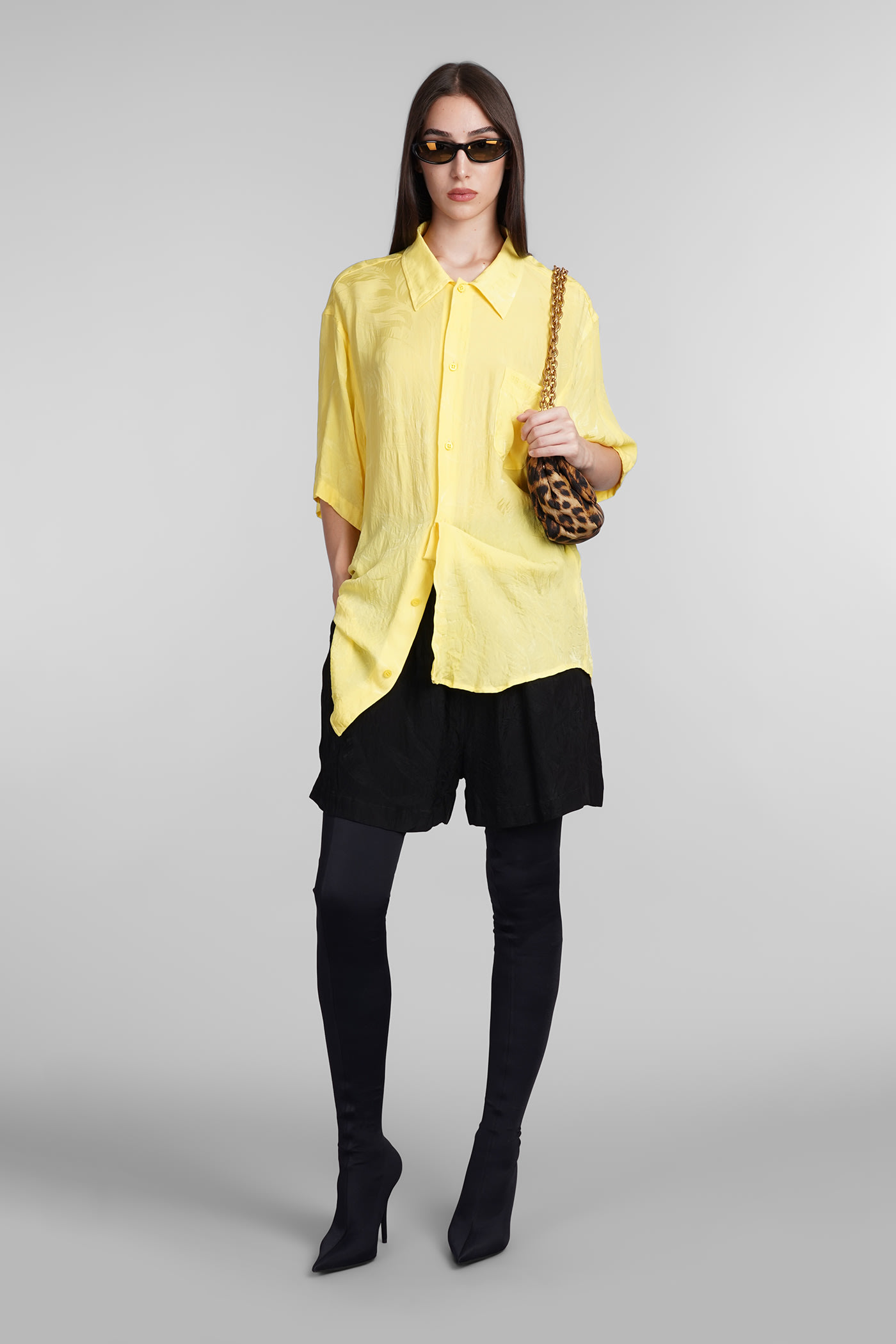 Shop Balenciaga Shirt In Yellow Silk