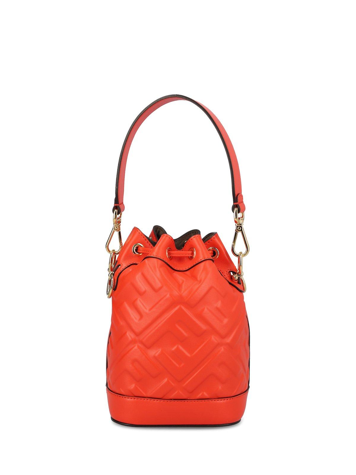 Shop Fendi Mon Tresor Ff Embossed Bucket Bag In Red