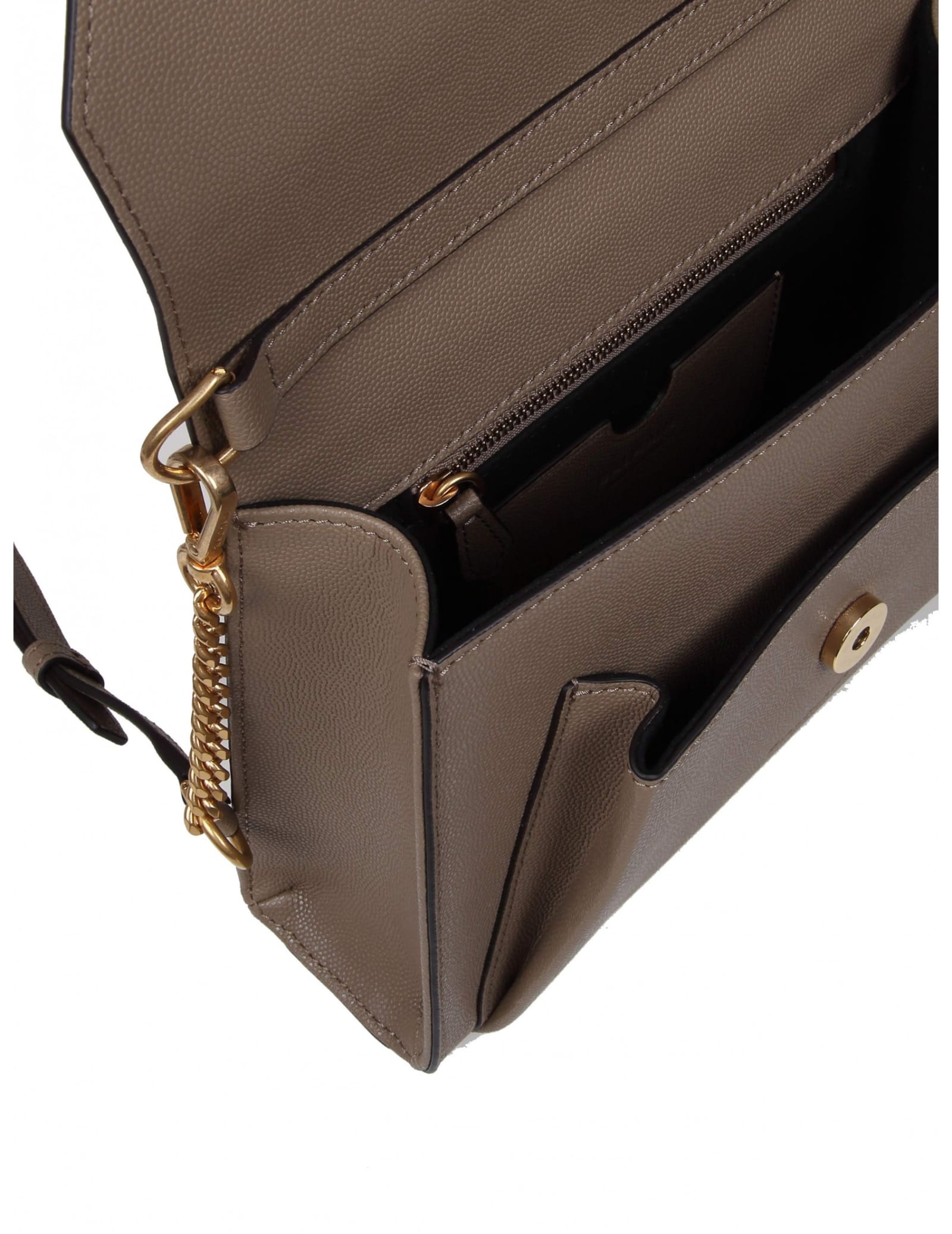 BALMAIN BALMAIN EMBLEME BAG IN CALFSKIN WITH TAUPE-COLORED DECORATIVE BUTTONS