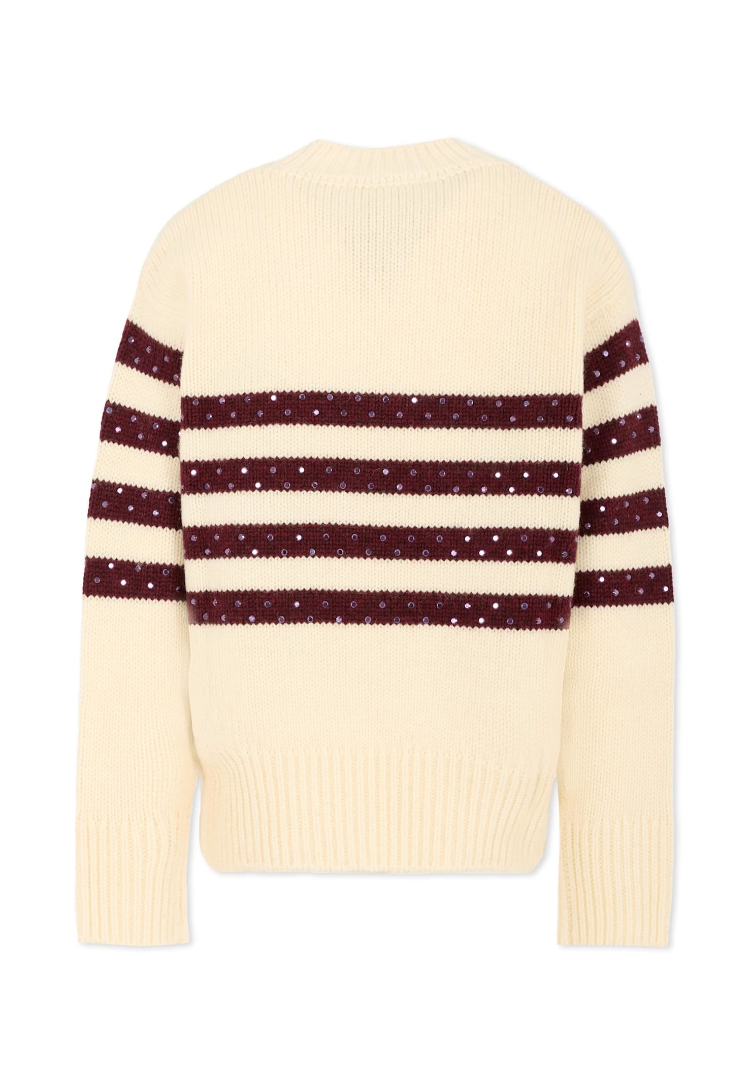 Msgm Ivory Swetaer For Girl With Logo In Neutral