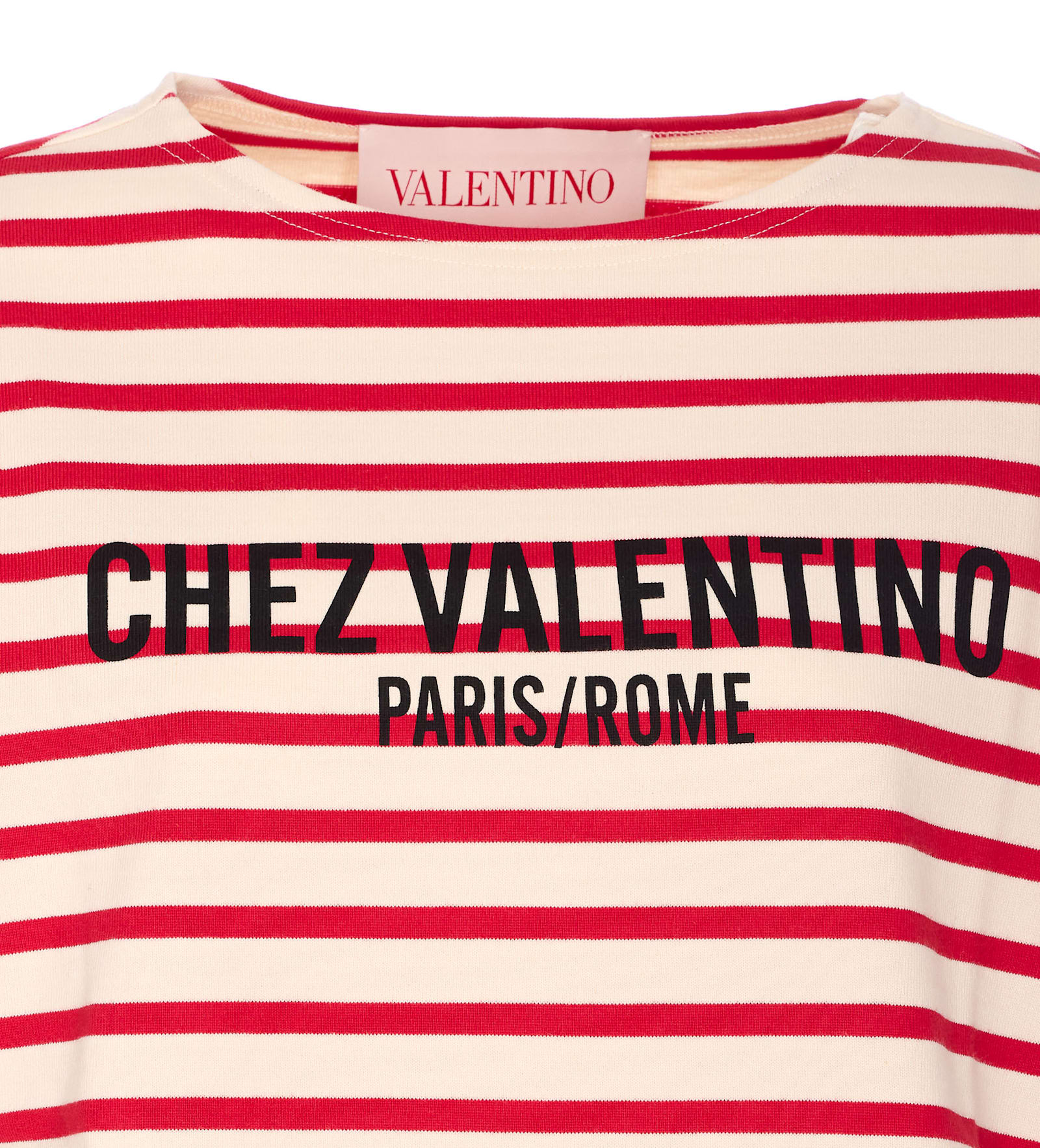 Valentino Womens Avorio Rosso Striped Brand-print Cotton-jersey T-shirt In Red