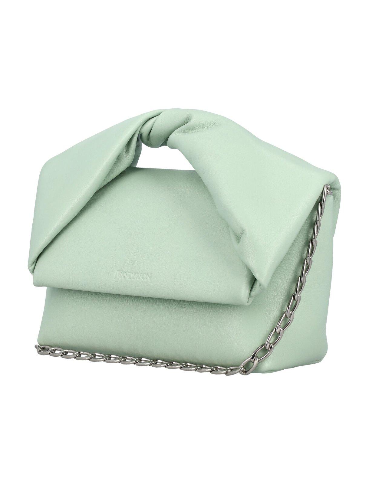 Shop Jw Anderson Twister Medium Top Handle Bag In Green