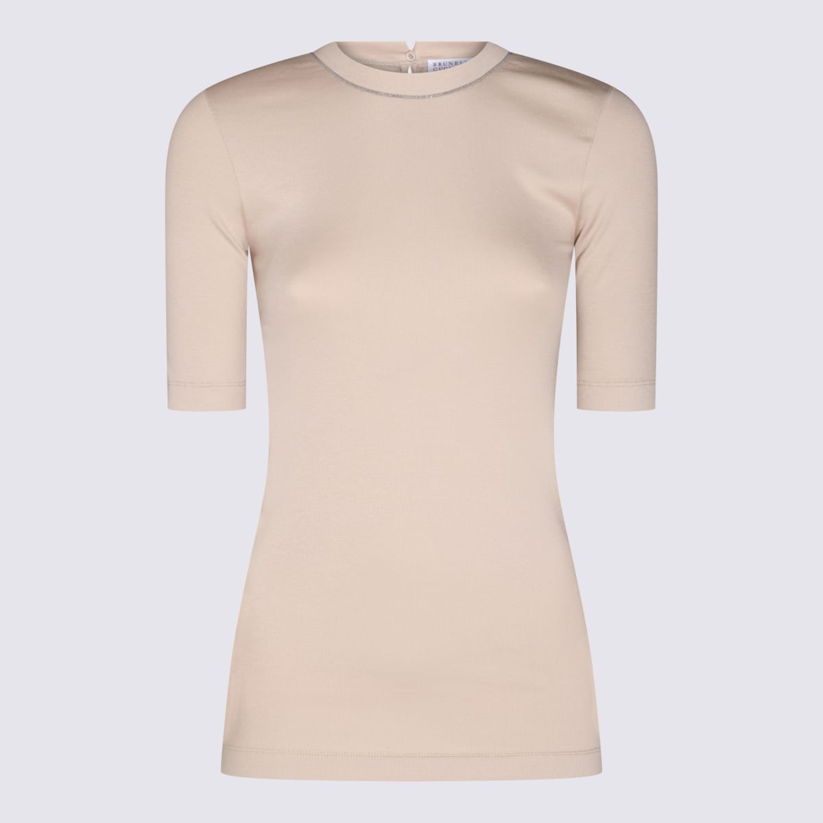 Brunello Cucinelli Beige Cotton Stretch T-shirt