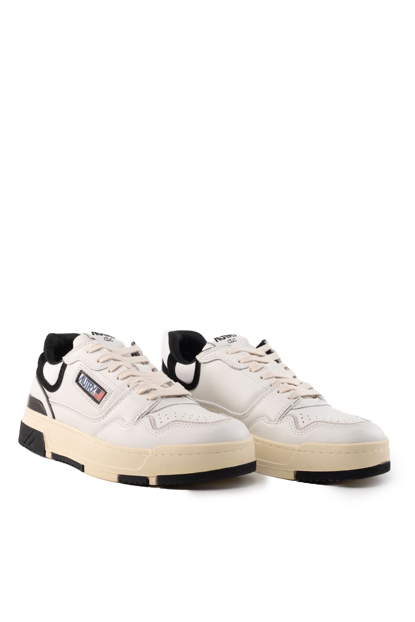 AUTRY AUTRY CLC SNEAKERS IN WHITE/BLACK LEATHER AND SUEDE 