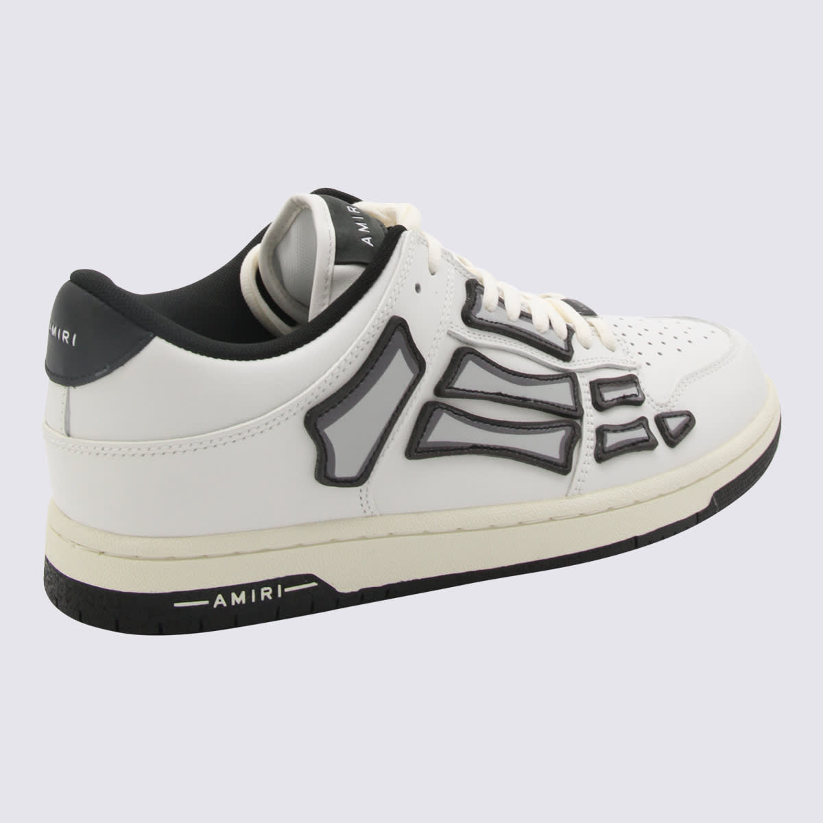 Shop Amiri White And Black Leather Skel Sneakers