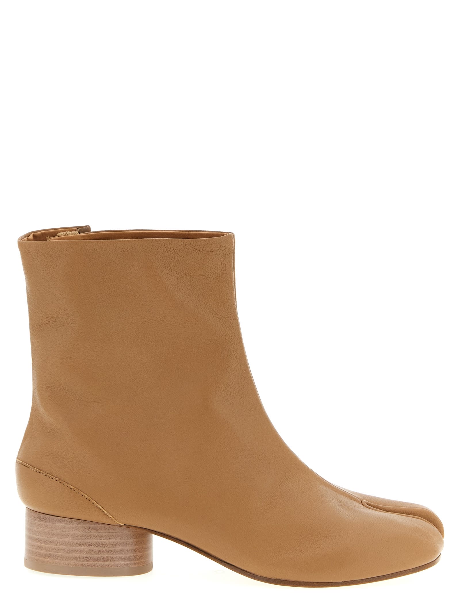 Maison Margiela Ankle Boots With Round Toe And Block Heel In Brown