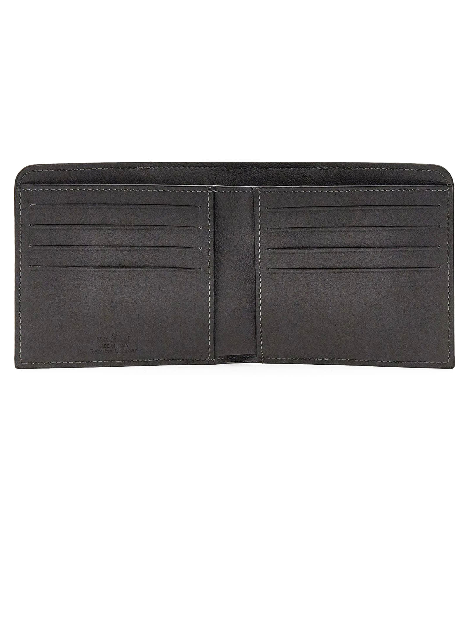 Shop Hogan Black Leather Wallet In (carbone)(bluette Chiaro)