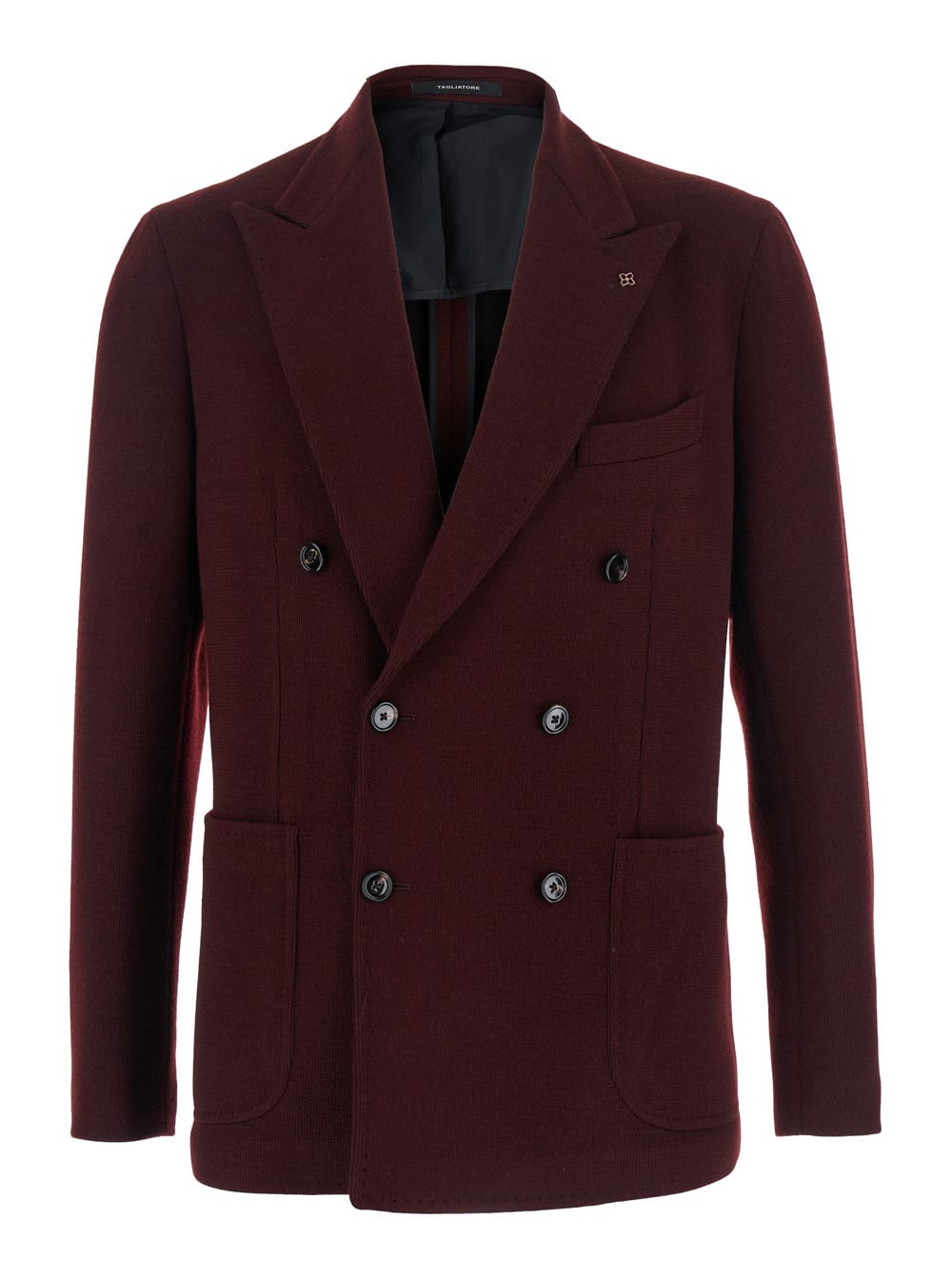 Tagliatore Maroon Logo Solid Blazer In Burgundy