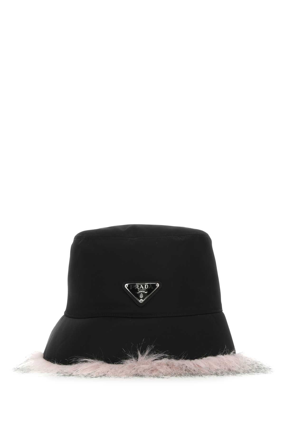 Shop Prada Black Re-nylon Hat In Neroalabastro