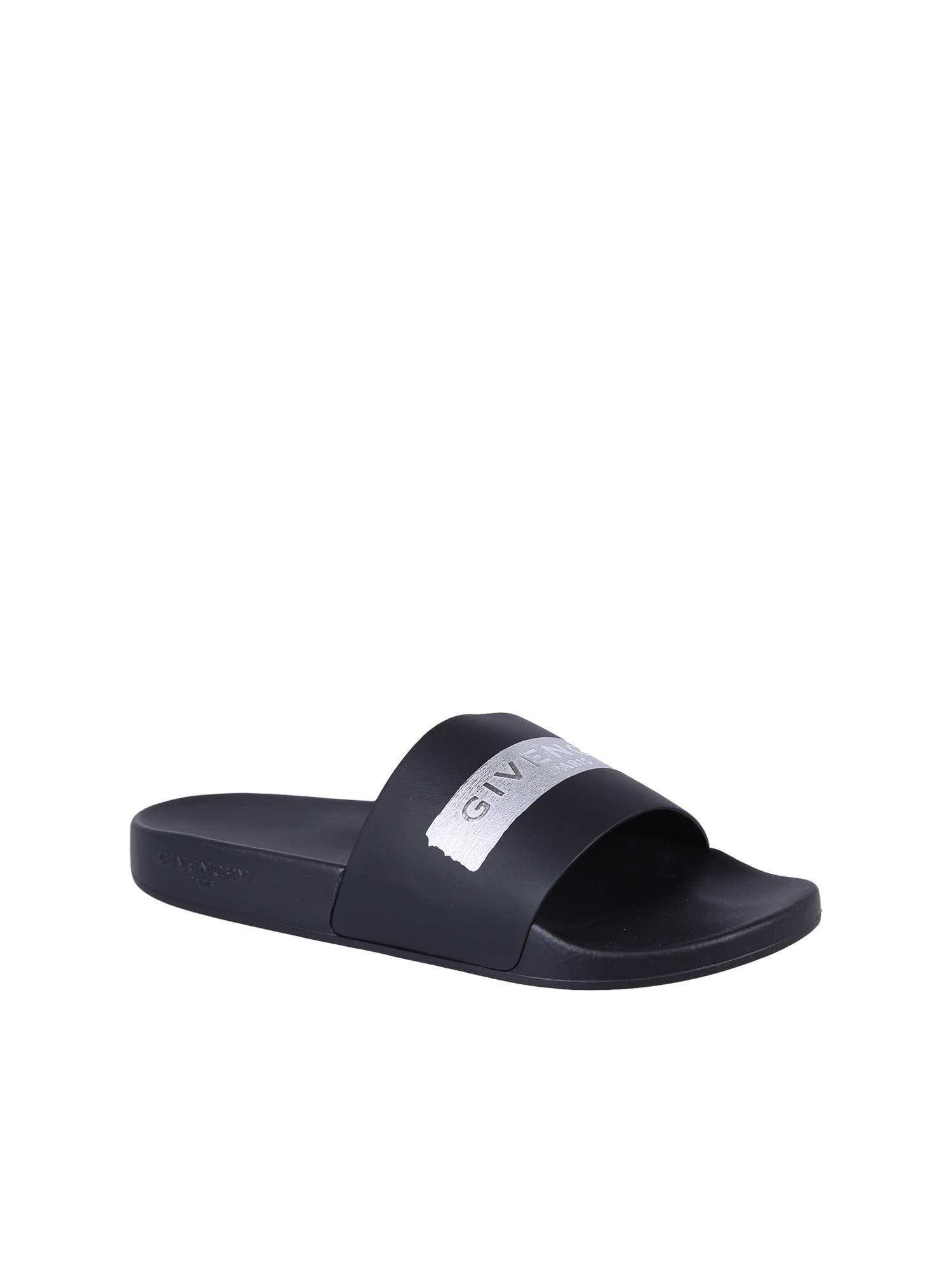 Givenchy Black \u0026 Silver Latex Band Sandals | ModeSens