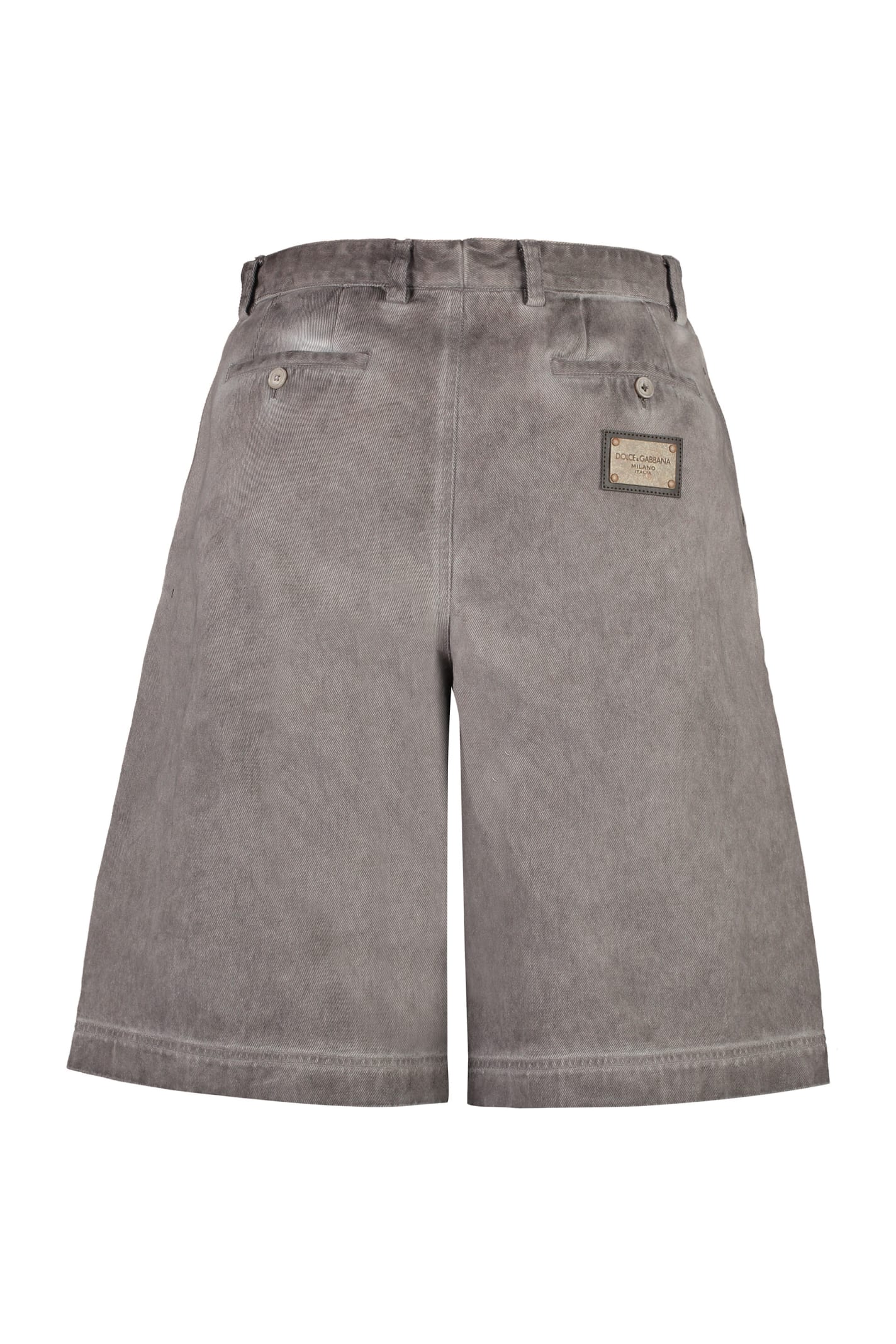 Shop Dolce & Gabbana Cotton Bermuda Shorts In Grey