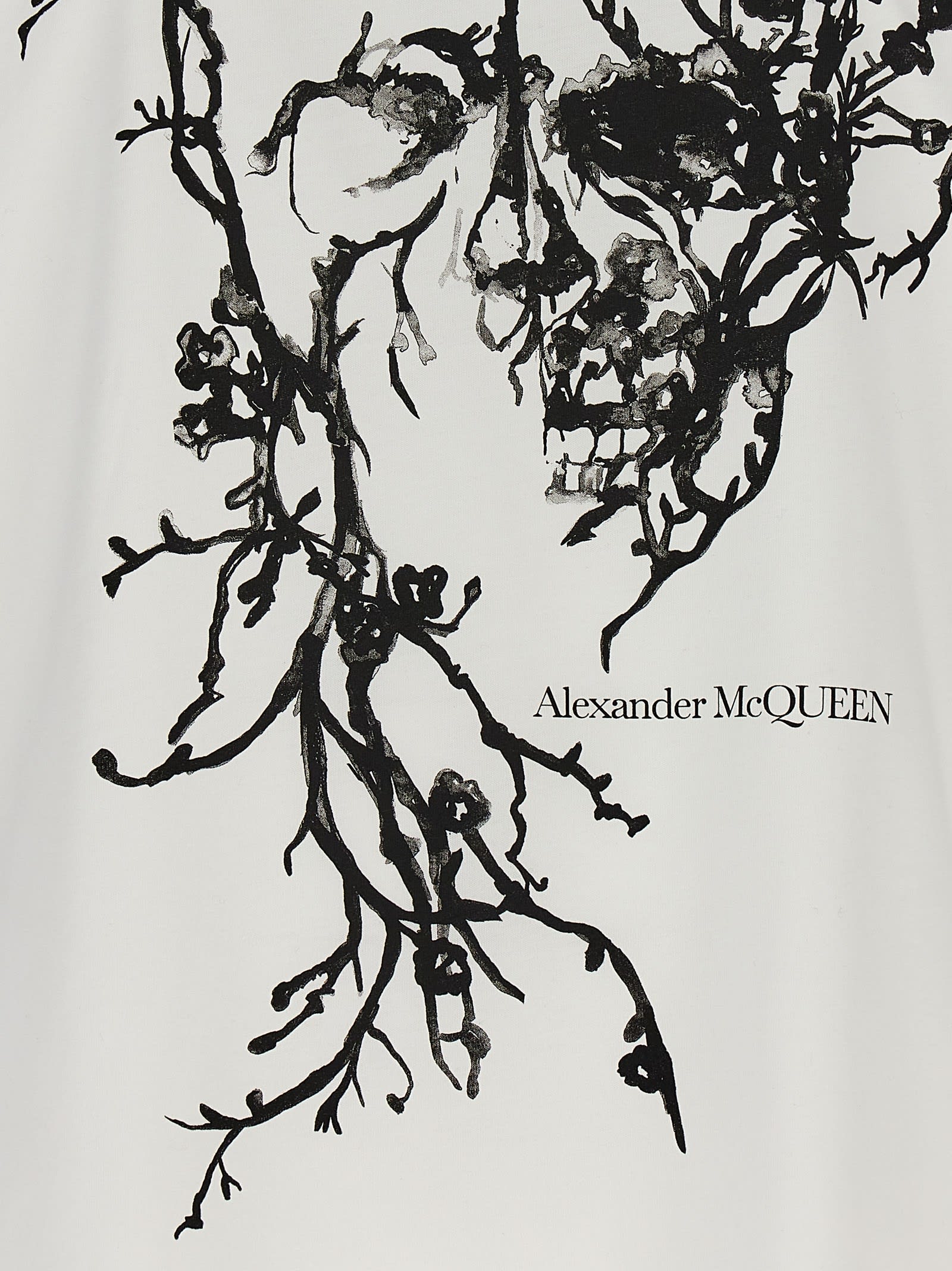 Shop Alexander Mcqueen Cherry Blossom T-shirt In White/black