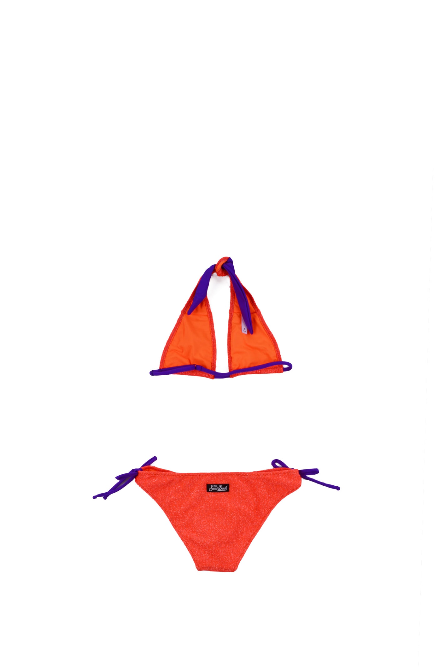 Shop Mc2 Saint Barth Bikini Swimsuit With Glitter In Orange