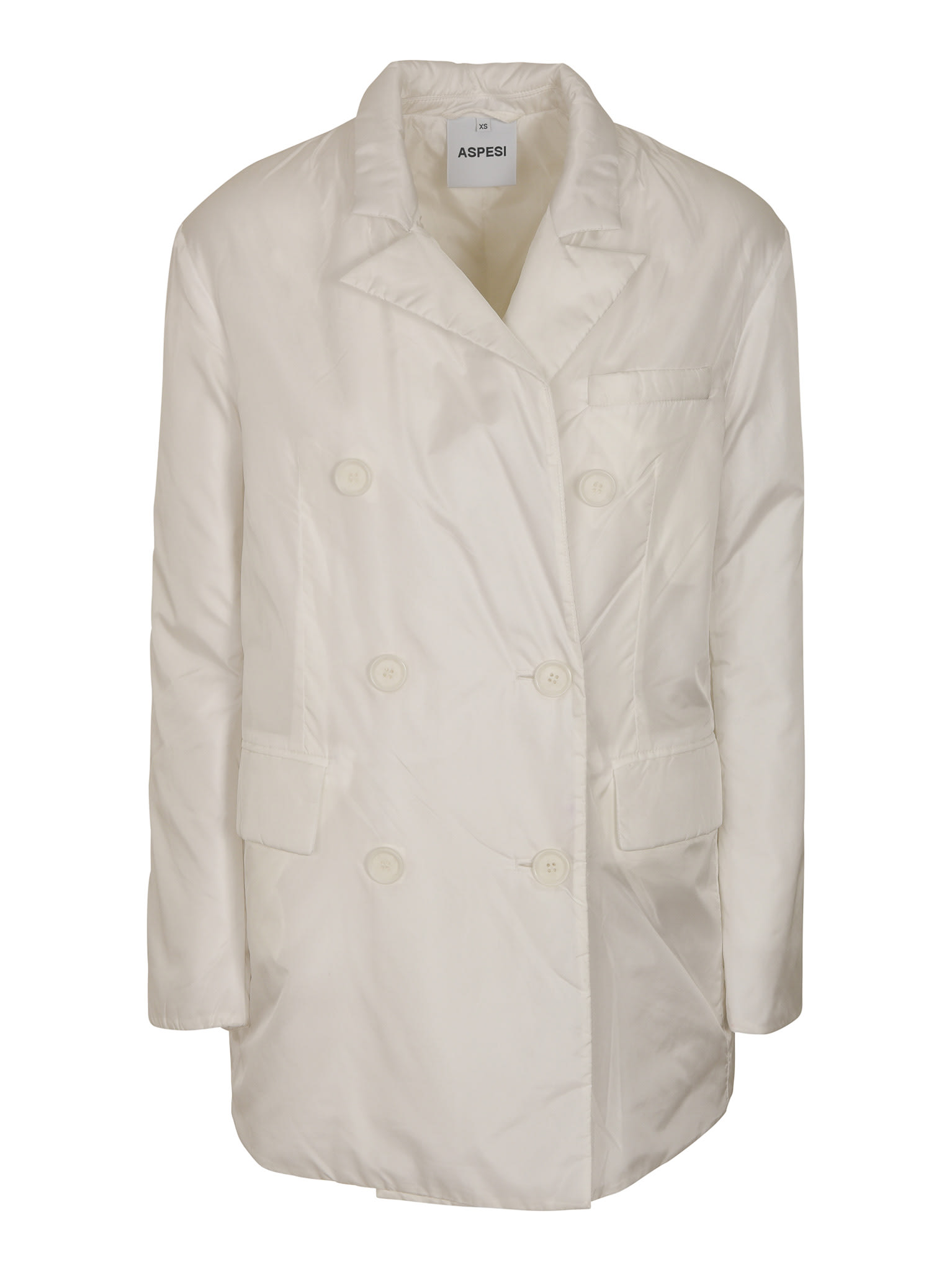 Aspesi Double-breasted Plain Short Coat In White