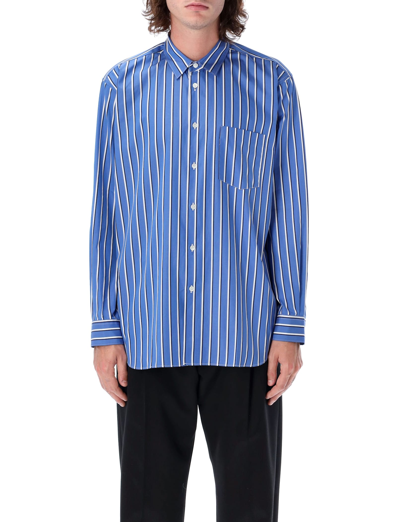 Comme Des Garçons Shirt Stripes Shirt In Blu Stripes