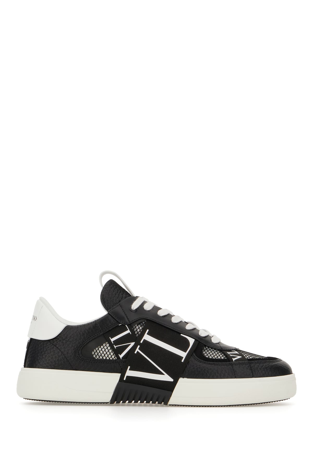 Valentino Garavani Black Leather Vltn Sneakers In Nero Bianco