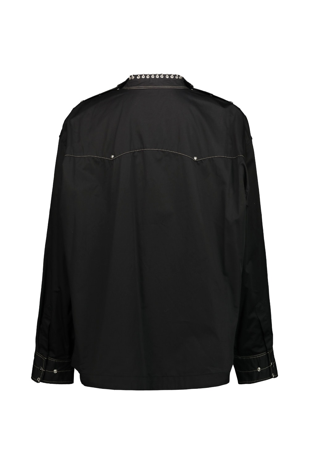 Lemaire Metal Embellished Asymmetric Button Detail Top In Black