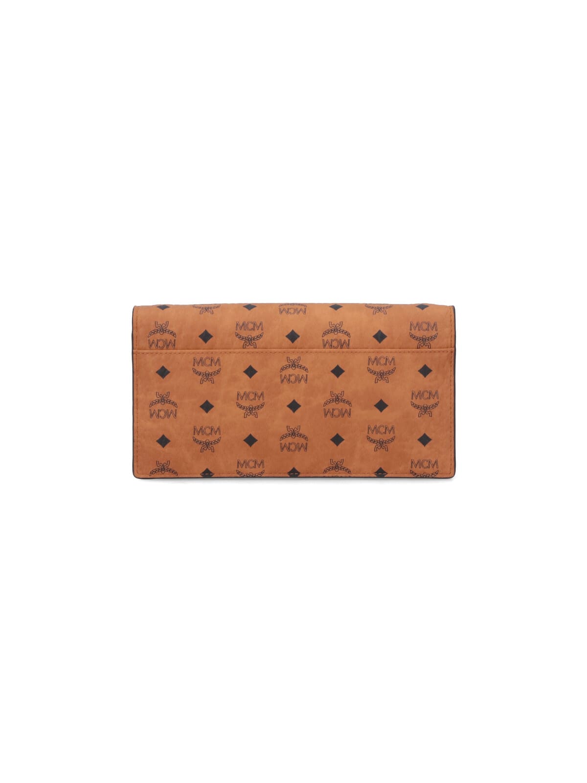 Mcm Large Wallet With Logo Shoulder Strap In Brown