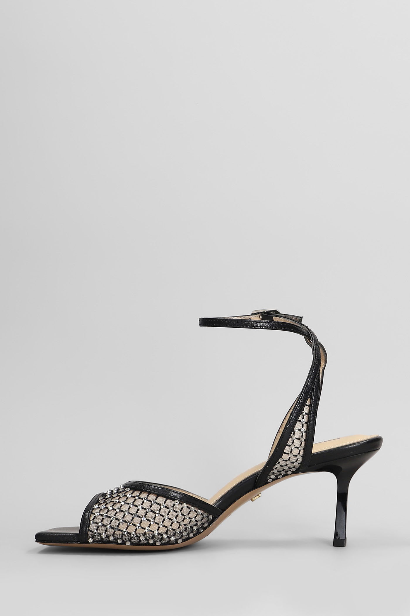 Lola Cruz Carmen 65 Sandals In Black Leather And Fabric In Black