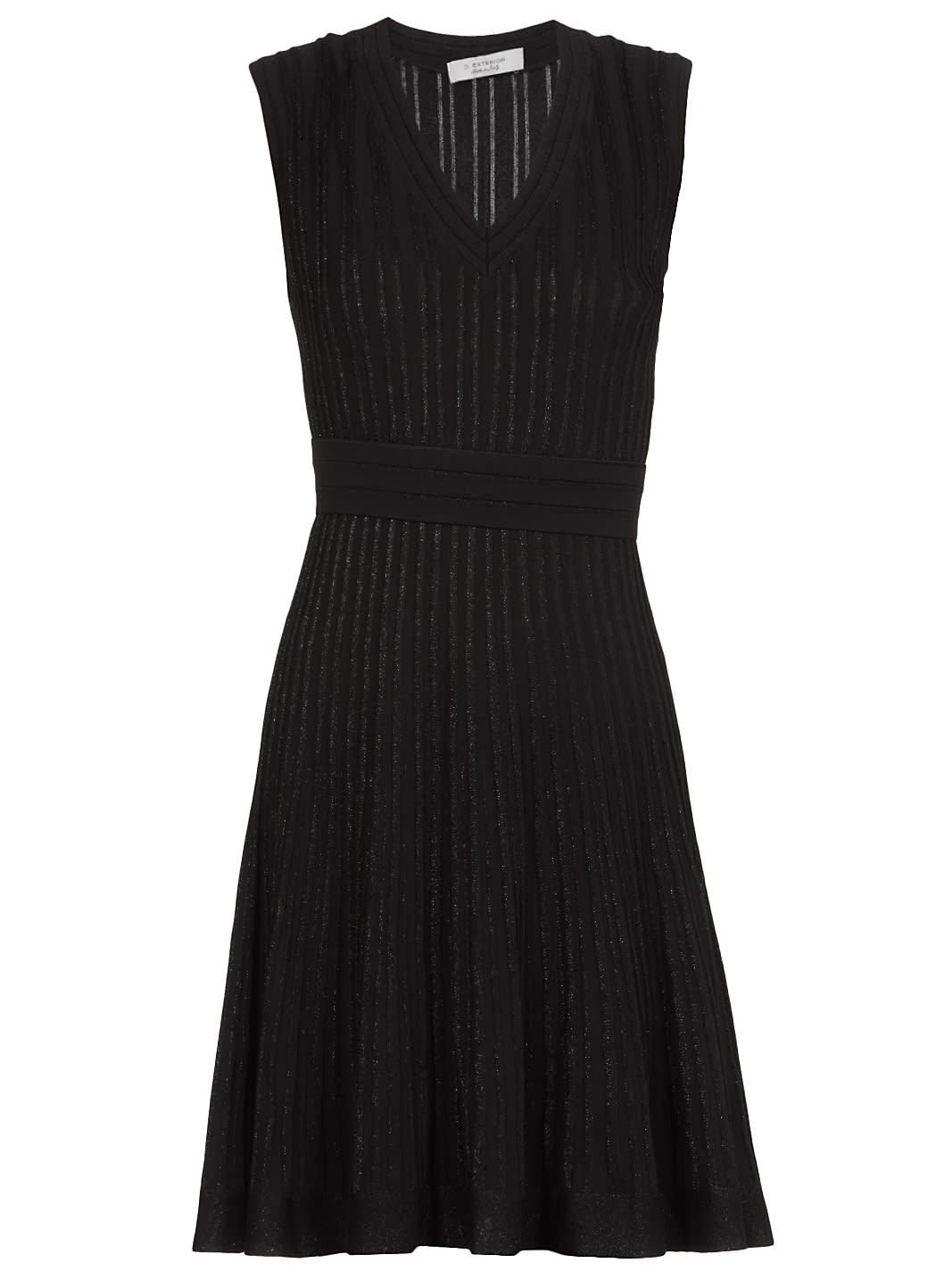D-exterior Lurex Striped Dress In Black