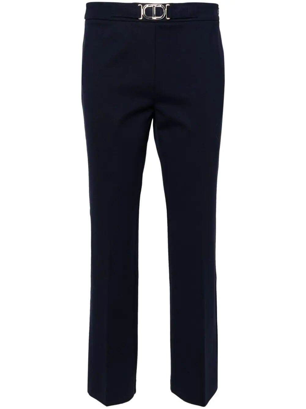 Shop Twinset Flared Pants In Mid Blue