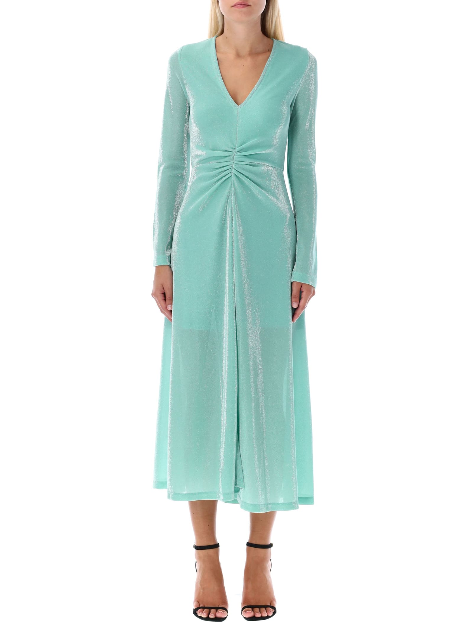 Rotate by Birger Christensen Metallic Jersey Long-sleeved Dress