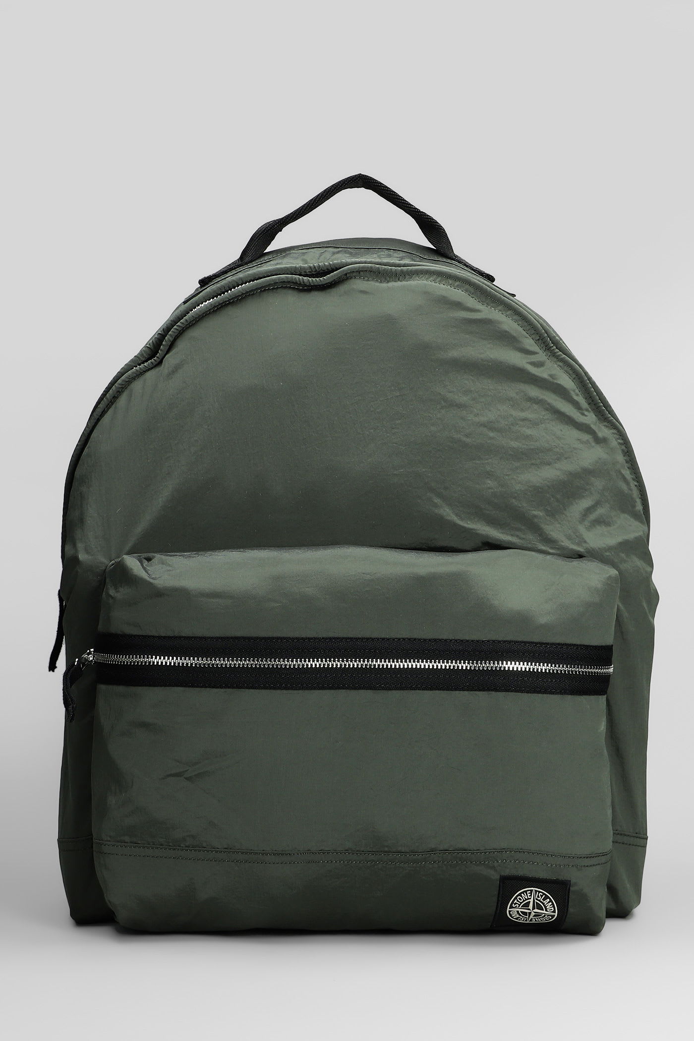 Stone Island Backpack With Front Pocket And Ripstop Lining In Green