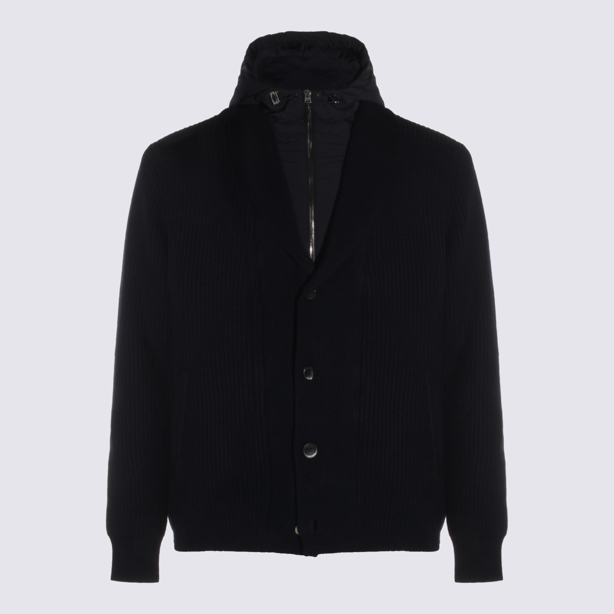 Navy Blue Wool Casual Jacket