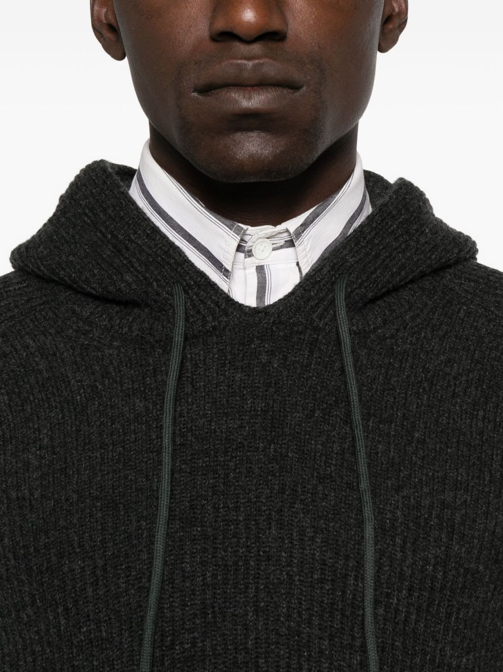 Tagliatore Dark Gray Ribbed Hooded Sweater In Gray