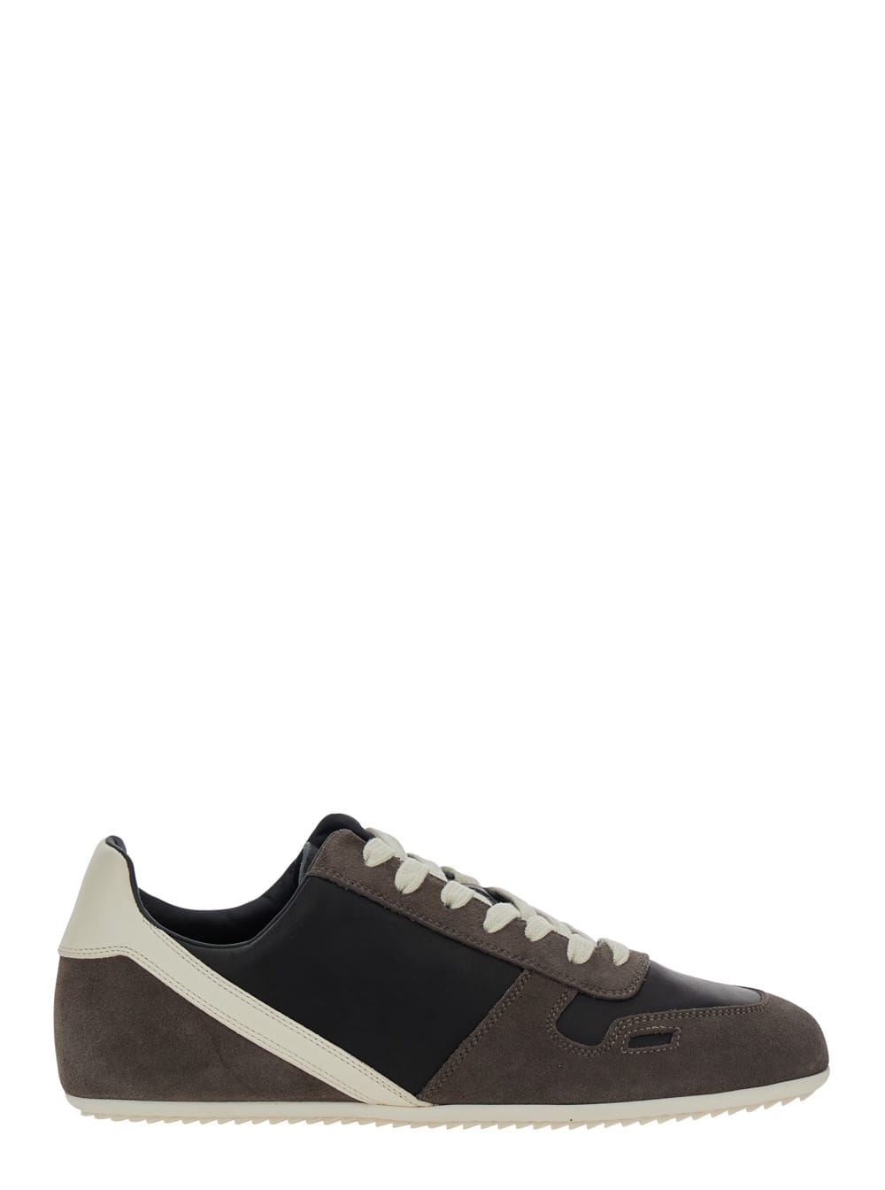 Rick Owens Black Low-top Sneakers With Suede Inserts In Leather Woman In Black