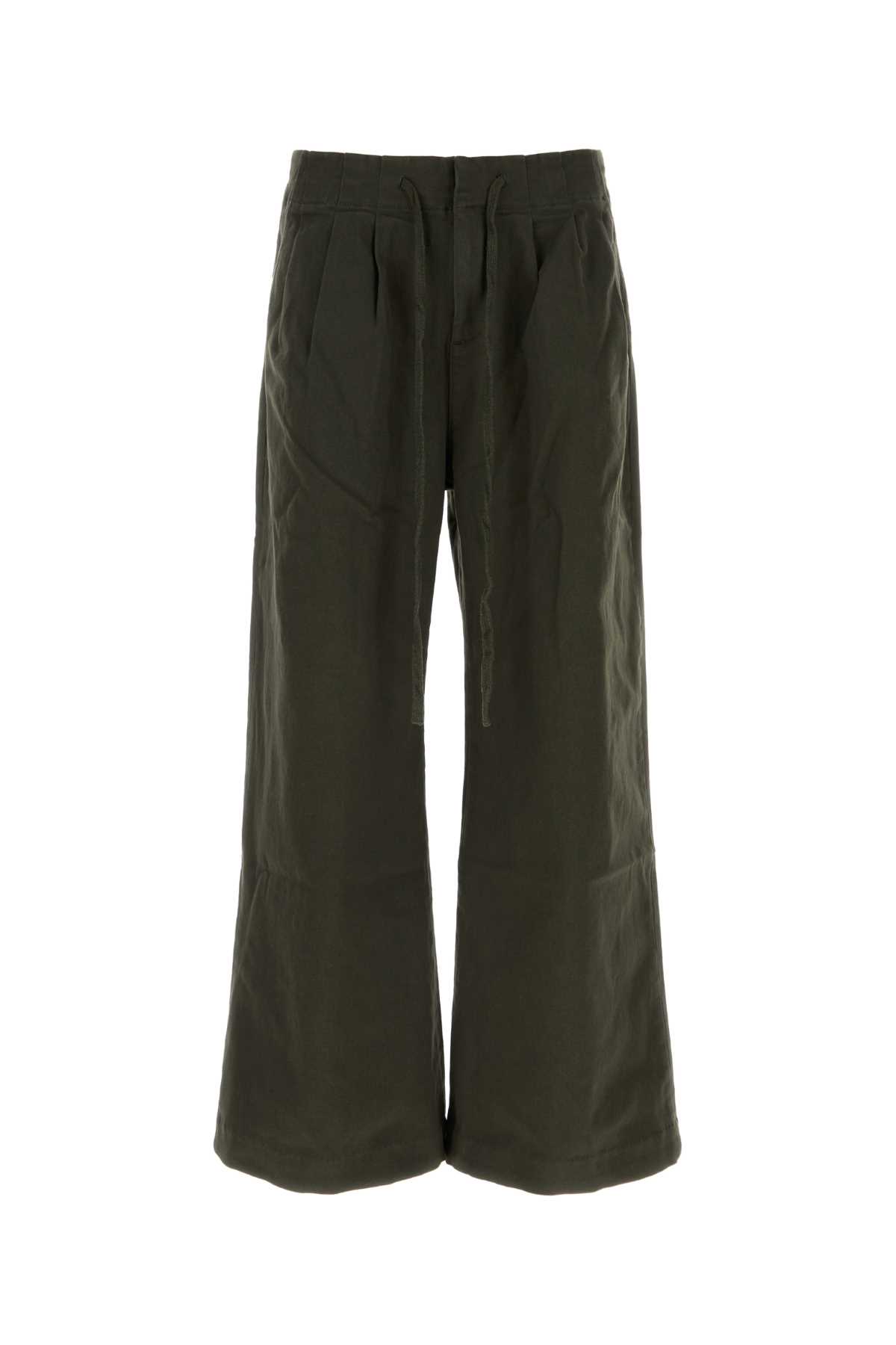 Entire Studios Olive Green Stretch Cotton Pant In Olive