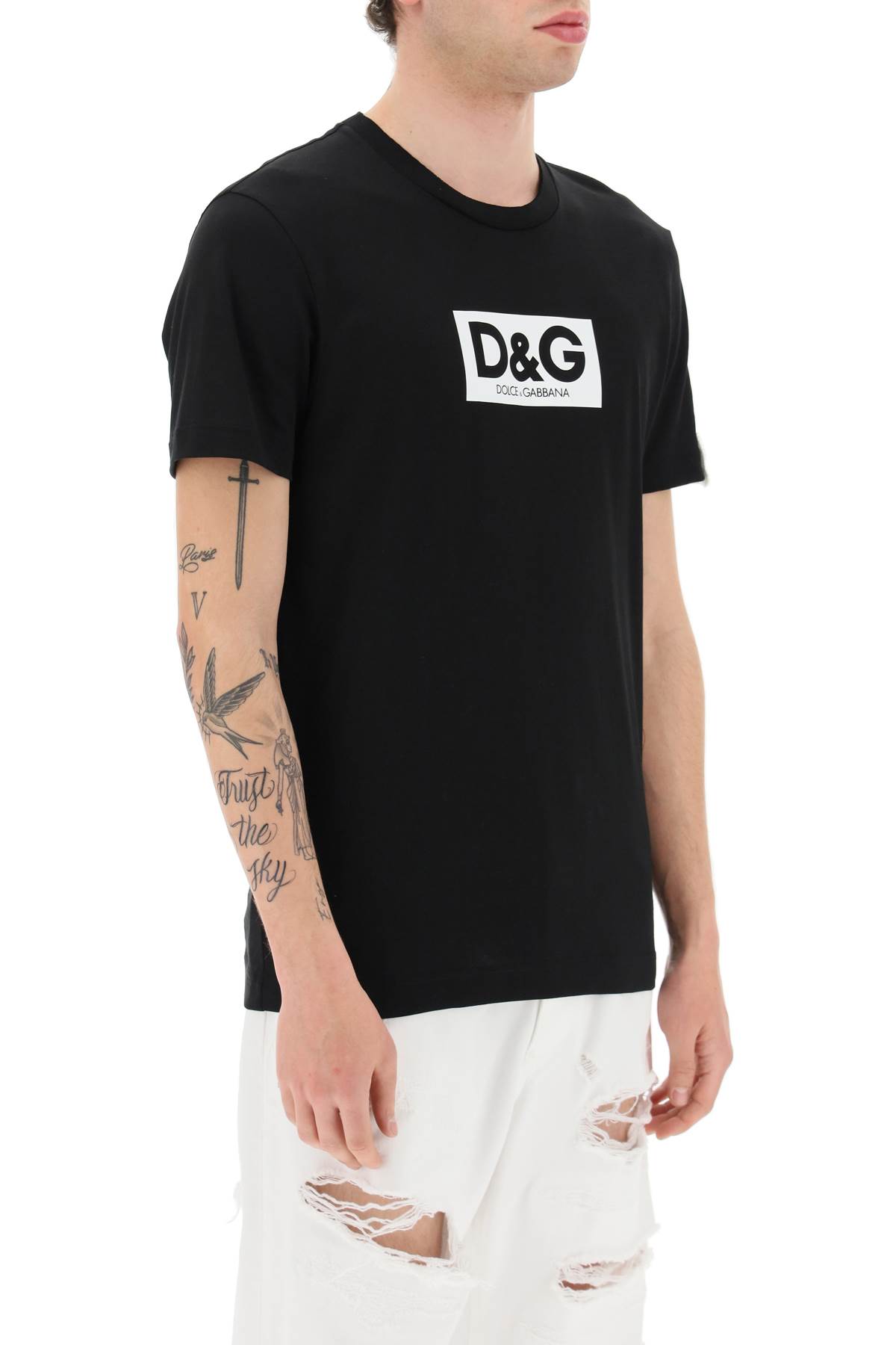 Shop Dolce & Gabbana D&g Logo Re-edition T-shirt In Black